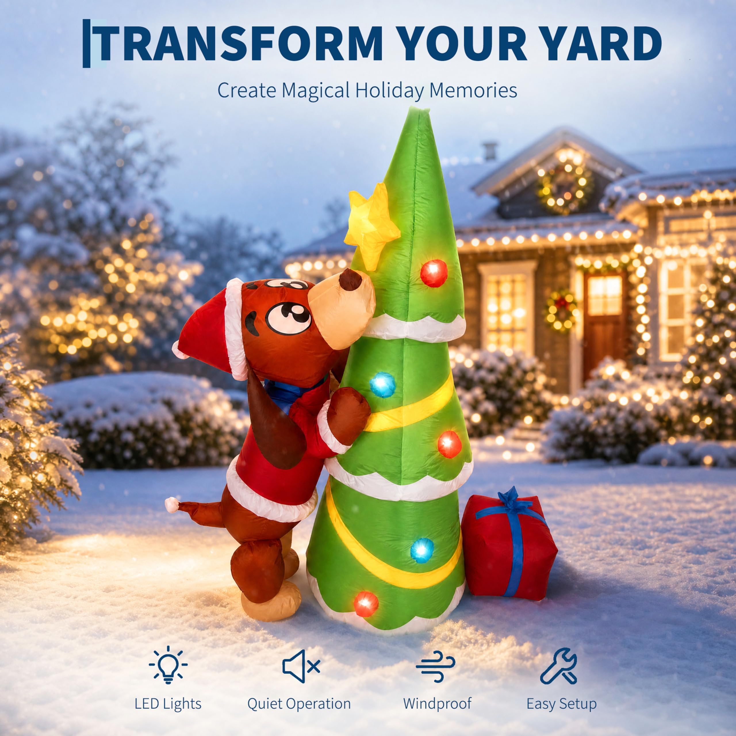 Perro navideño inflable gigant - Kids Yard Toys reseña y precio